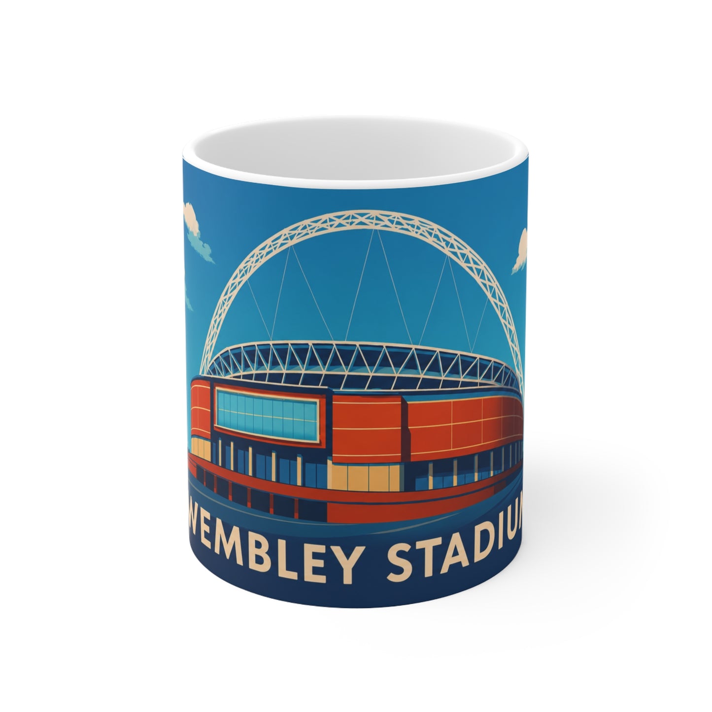 Wembley Stadium Ceramic Mug — Illustrated London Landmark Coffee Cup (11oz, 15oz)