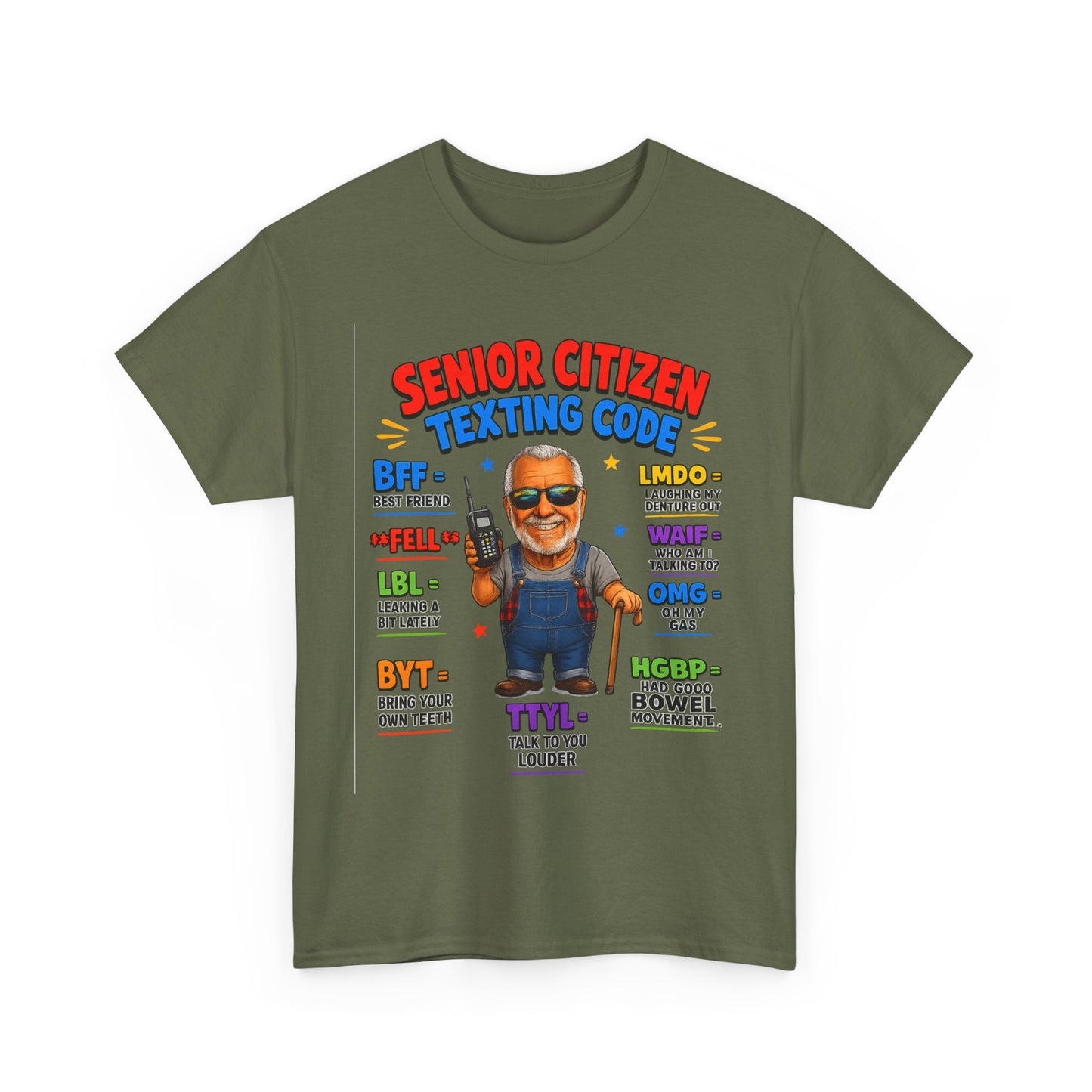 Senior Citizen Texting Code T-Shirt — Funny Grandpa Grandma Retirement Gift