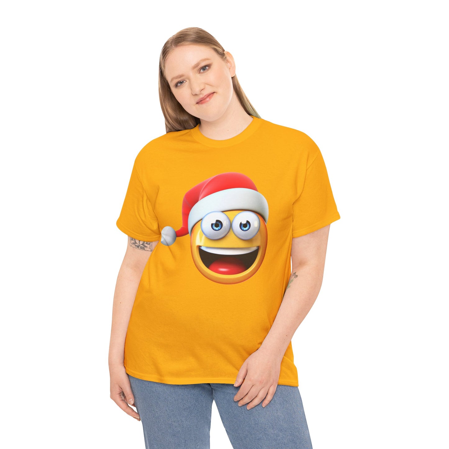 Christmas Emoji T-Shirt — Santa Hat Smiley Holiday Tee