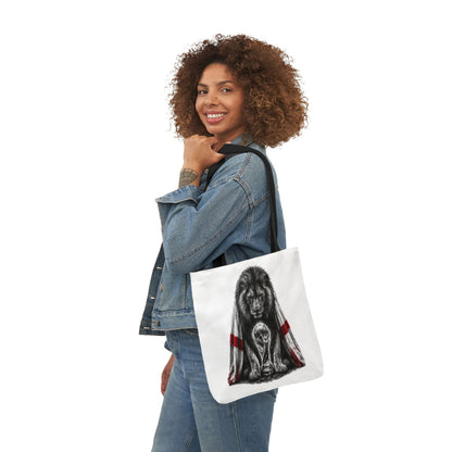 England Lion Guardian Canvas Tote — Protective Lion & Cub Illustration Tote Bag