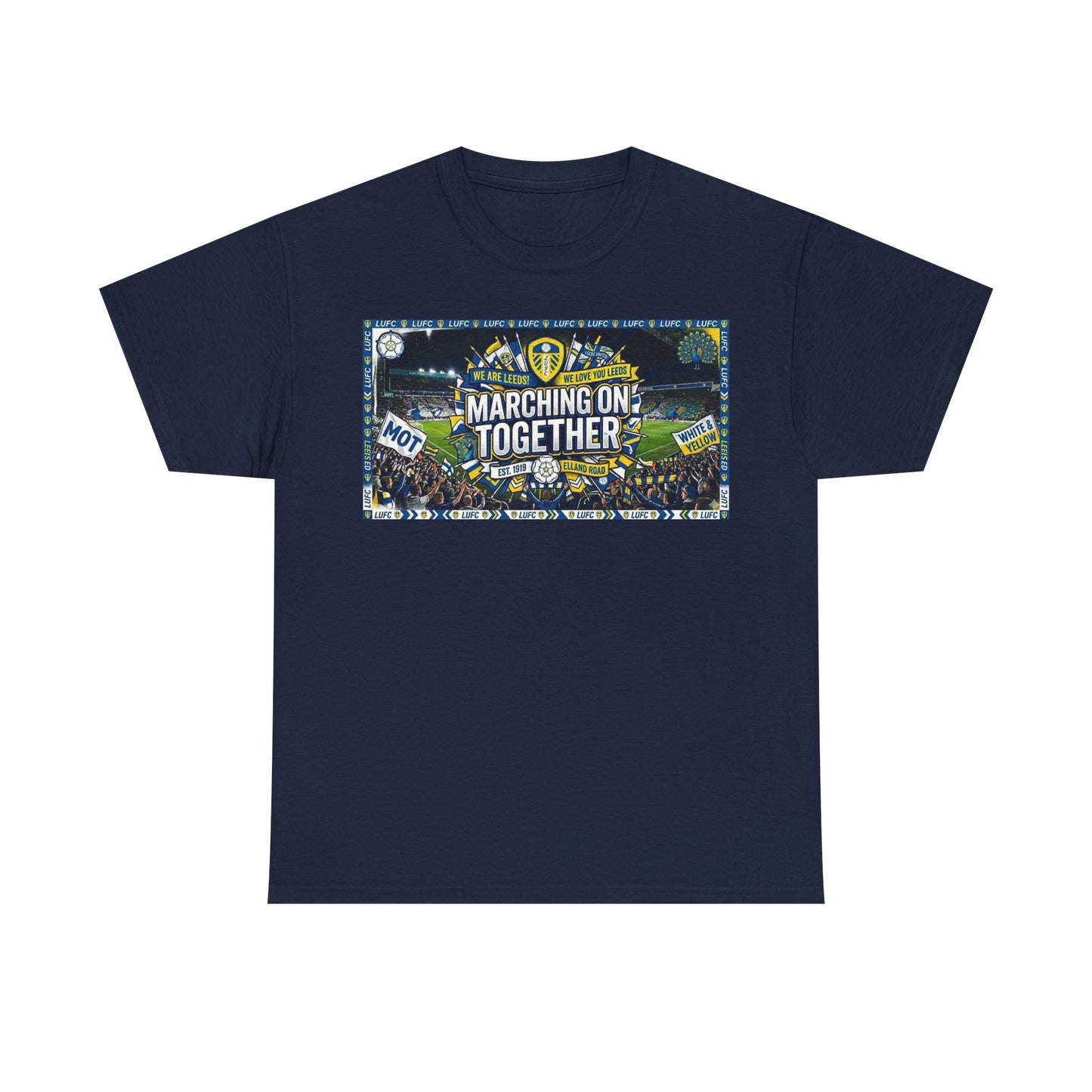 Leeds United T-Shirt — "Marching On Together" Fan Tee (Soccer Supporter Graphic)