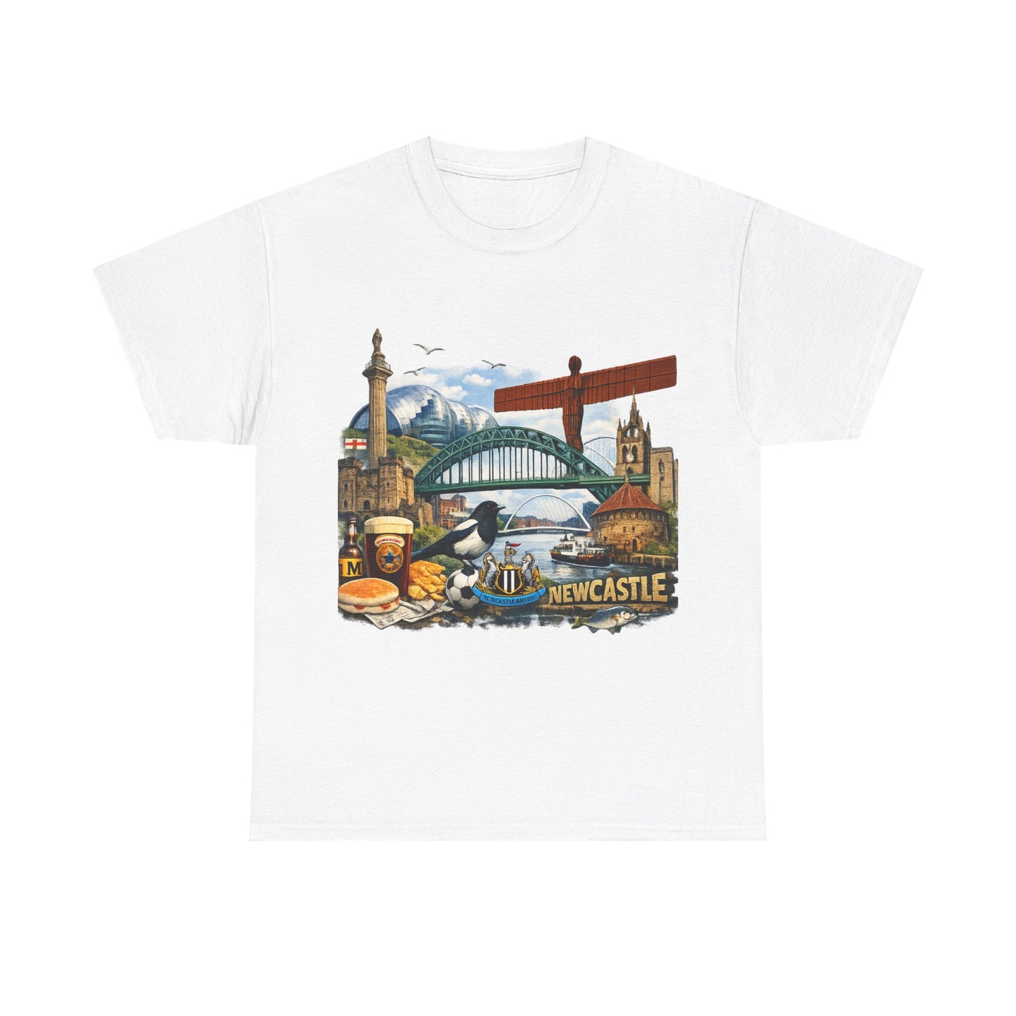 Newcastle Upon Tyne Landmark Tee — Vintage Cityscape T-Shirt