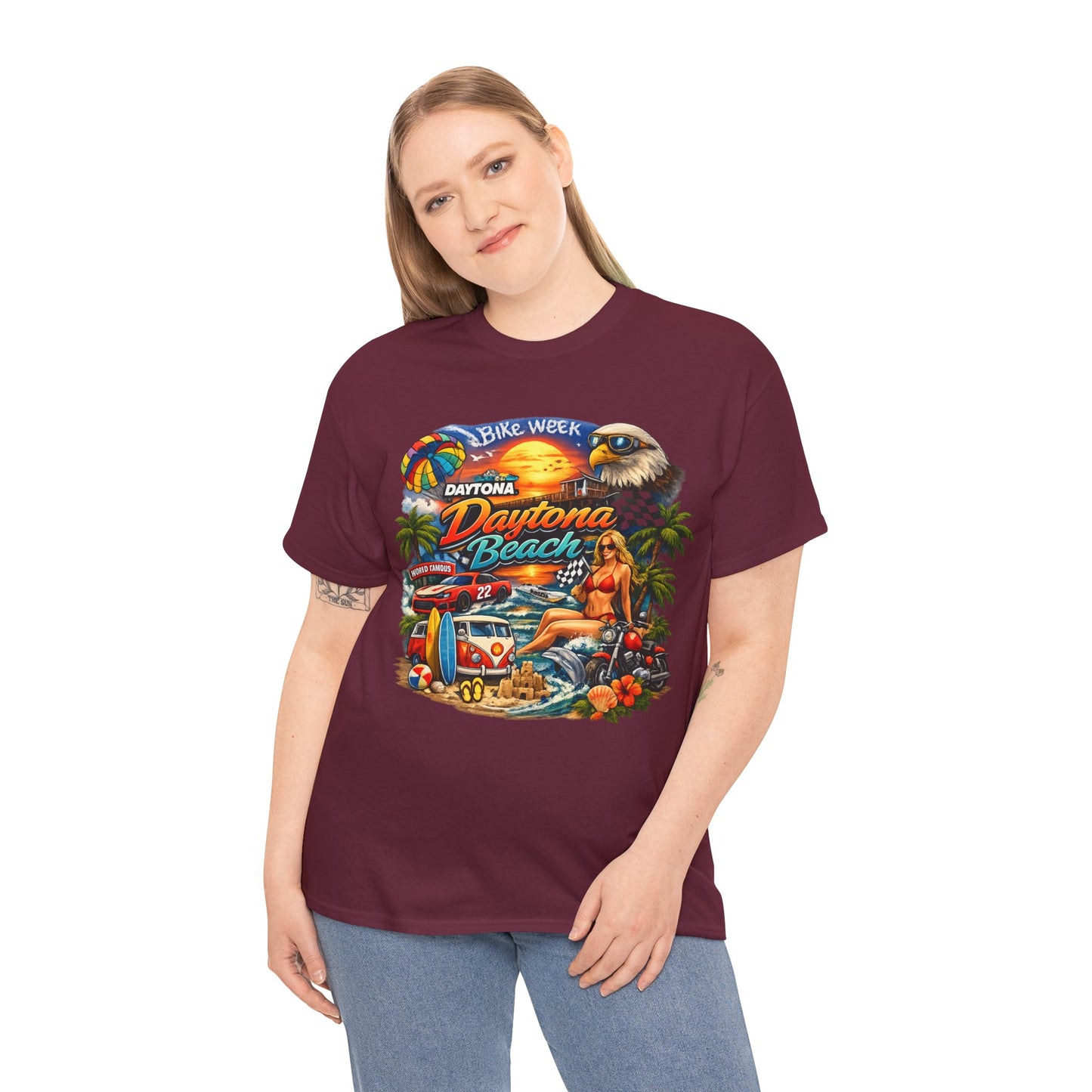 Daytona Beach Vintage Surf T-Shirt — Retro Sunset Palm Beach Tee