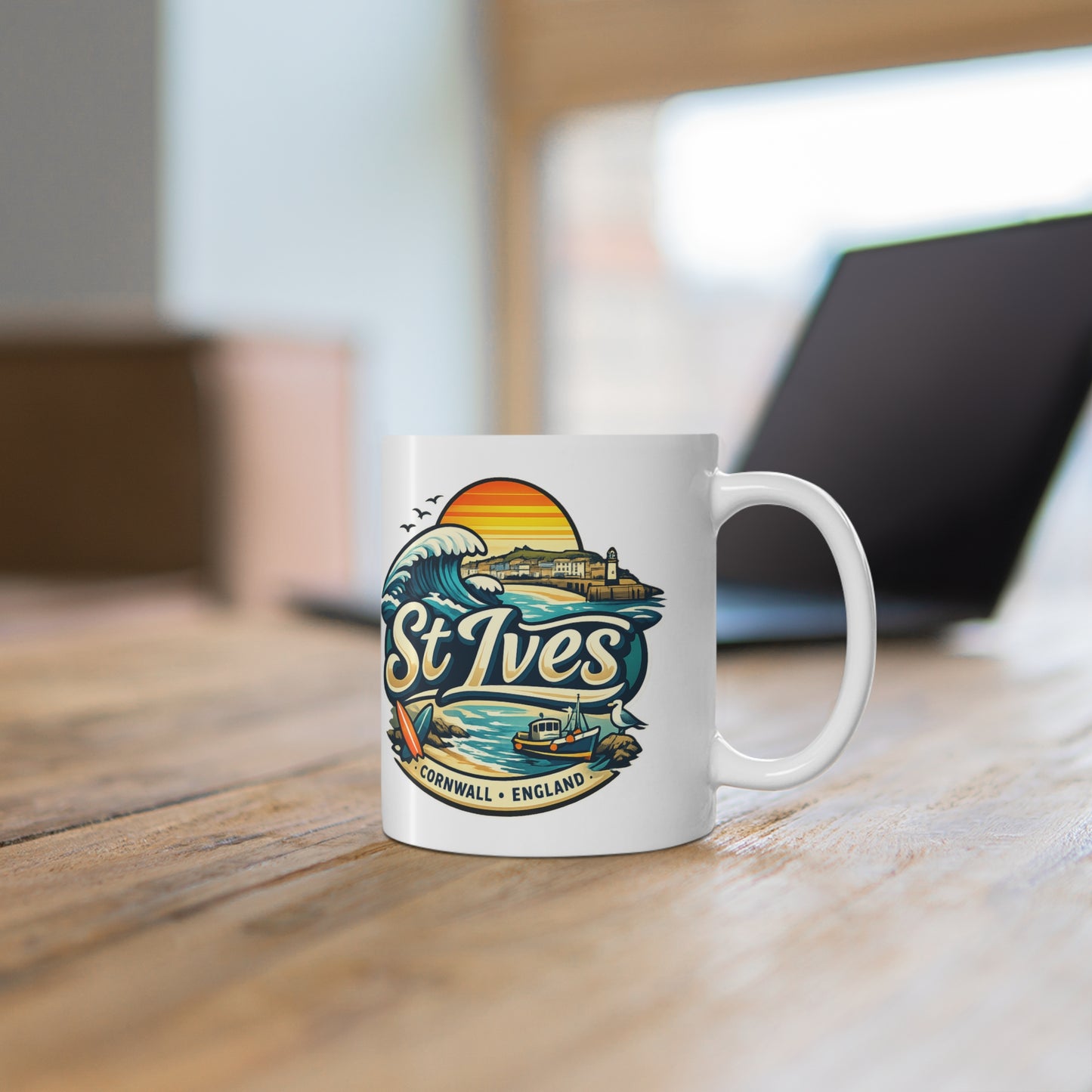 St Ives Cornwall Surf Mug — Ceramic Coffee Cup (11oz & 15oz)