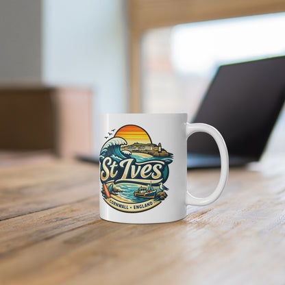 St Ives Cornwall Surf Mug — Ceramic Coffee Cup (11oz & 15oz)