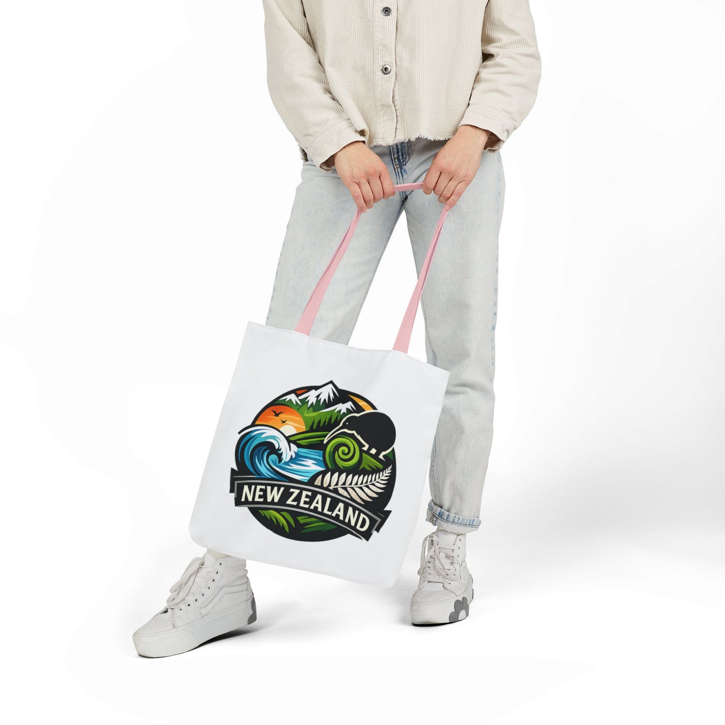 New Zealand Scenic Tote Bag — Kiwi, Mountains & Waves Canvas Tote