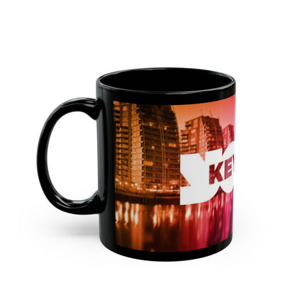 Black Mug — Key 103 Pink Cityscape Coffee Mug (11oz/15oz)