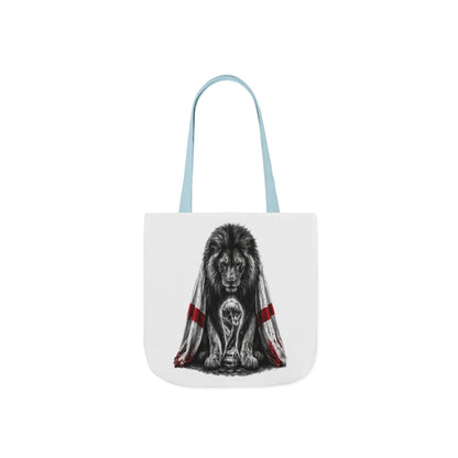 England Lion Guardian Canvas Tote — Protective Lion & Cub Illustration Tote Bag