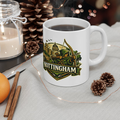Nottingham Robin Hood Ceramic Coffee Mug — 11oz & 15oz Travel-Perfect Gift