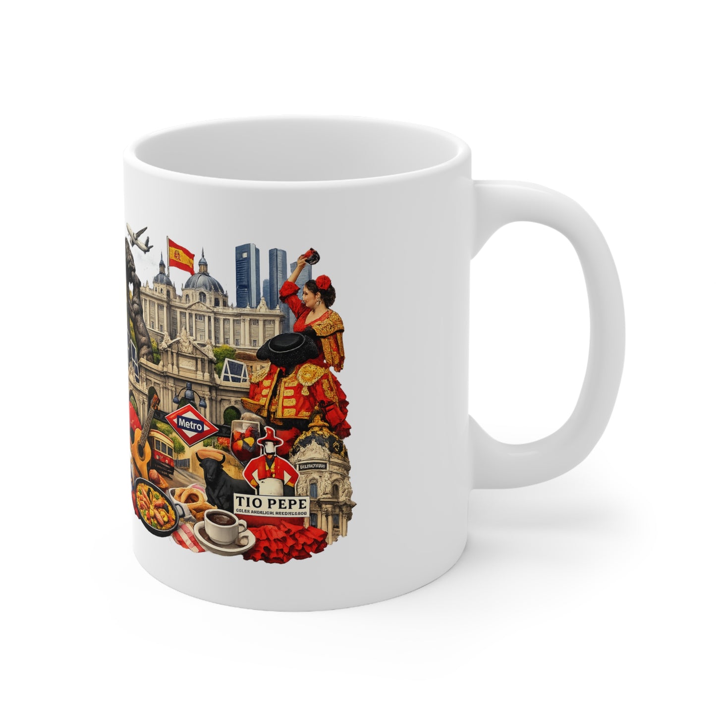 Spain Souvenir Mug — Spanish Landmarks & Cuisine Ceramic Coffee Cup (11oz/15oz)