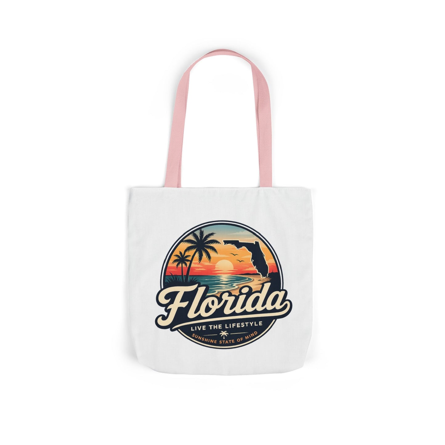 Florida Sunset Canvas Tote Bag — Retro Palm Beach Design
