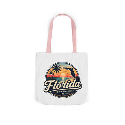 Florida Sunset Canvas Tote Bag — Retro Palm Beach Design