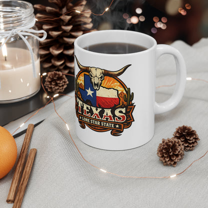 Texas Lone Star State Ceramic Coffee Cups, 11oz, 15oz