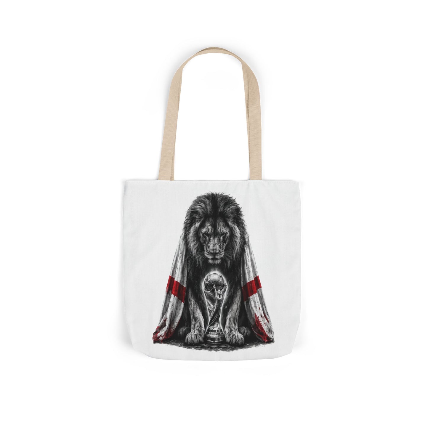 England Lion Guardian Canvas Tote — Protective Lion & Cub Illustration Tote Bag