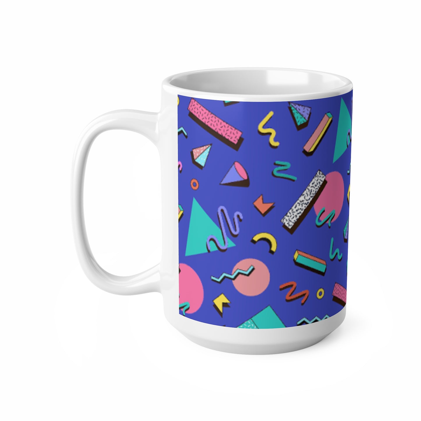 Retro 80s Memphis Pattern Ceramic Mug — Colorful Geometric Coffee Cup (11oz, 15oz)