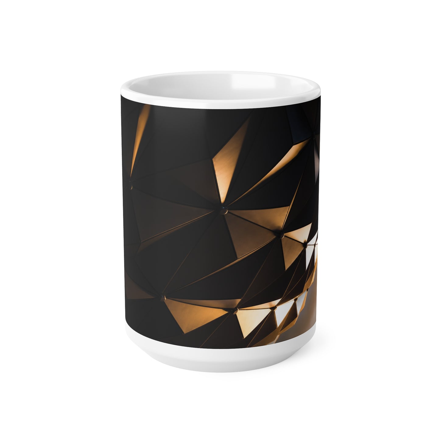 Epcot Geometric Black & Gold Ceramic Mug — Modern Faceted Coffee Cup (11oz/15oz)