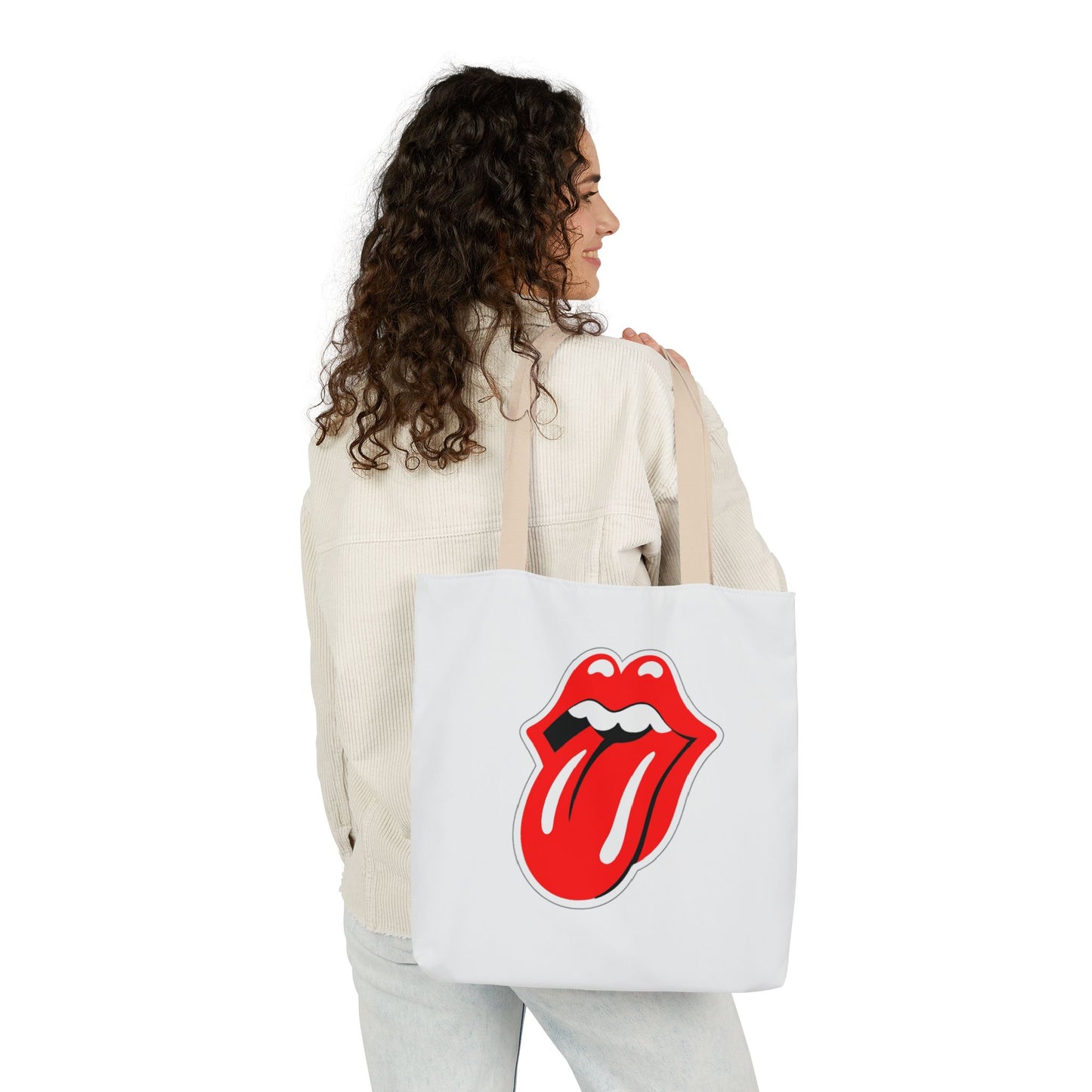 Rock & Roll Tongue Canvas Tote Bag — Retro Lip Graphic