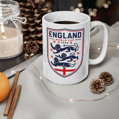 England World Cup 2026 Crest Mug — Ceramic Coffee Cup (11oz & 15oz)
