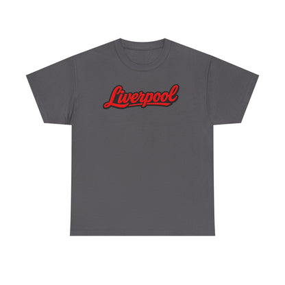 Liverpool Script T-Shirt — Retro Red Script Football Fan Tee