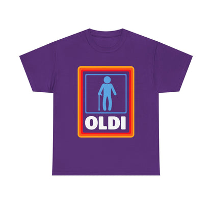 Oldi Retro Logo Tee — Funny Elderly Humour T-Shirt