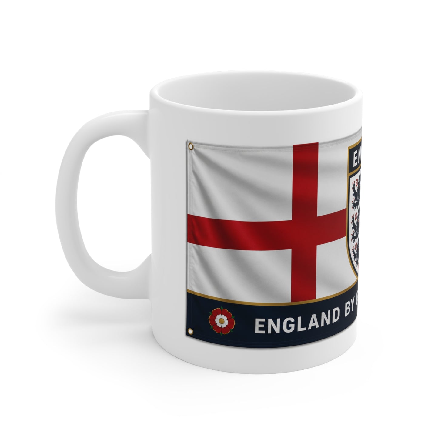 England USA Flag Crest Mug — Ceramic 11oz & 15oz (England by Blood, USA by... Design)