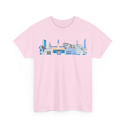 Manchester City Skyline Tee — Minimal Blue Urban Landscape T‑Shirt
