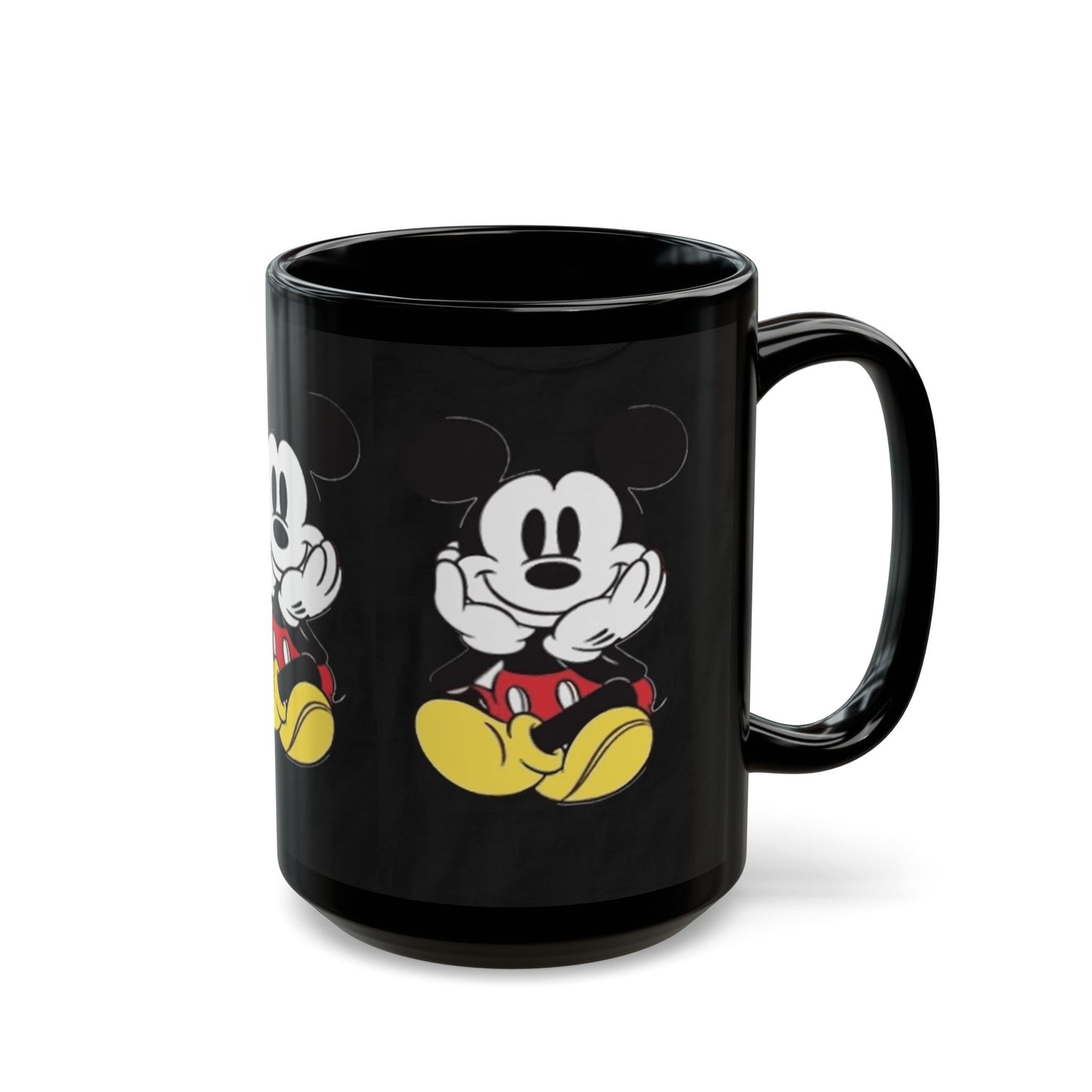Black Character Mug - Classic Cartoon Mouse Sitting Design (11oz, 15oz)