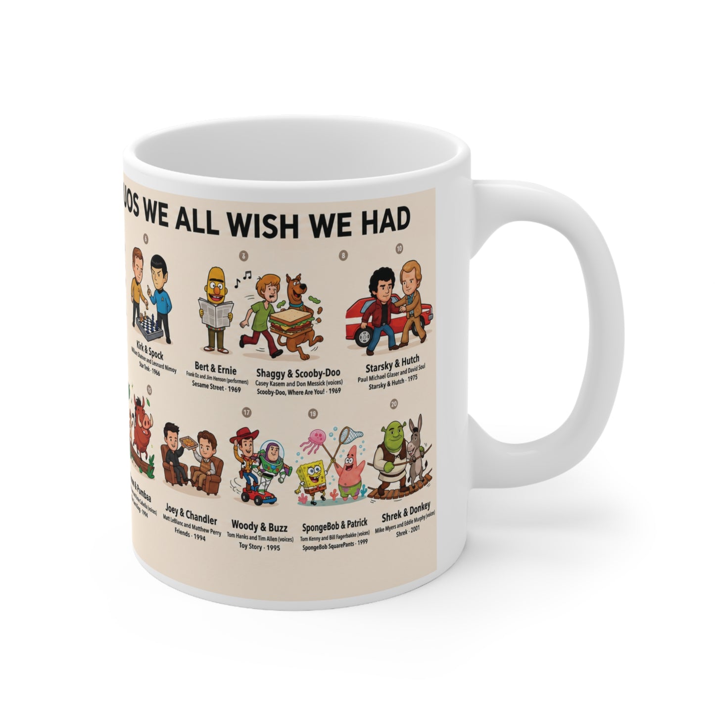 Best Friend Duos Coffee Mug — Vintage Club Championship Medal Design (11oz & 15oz)