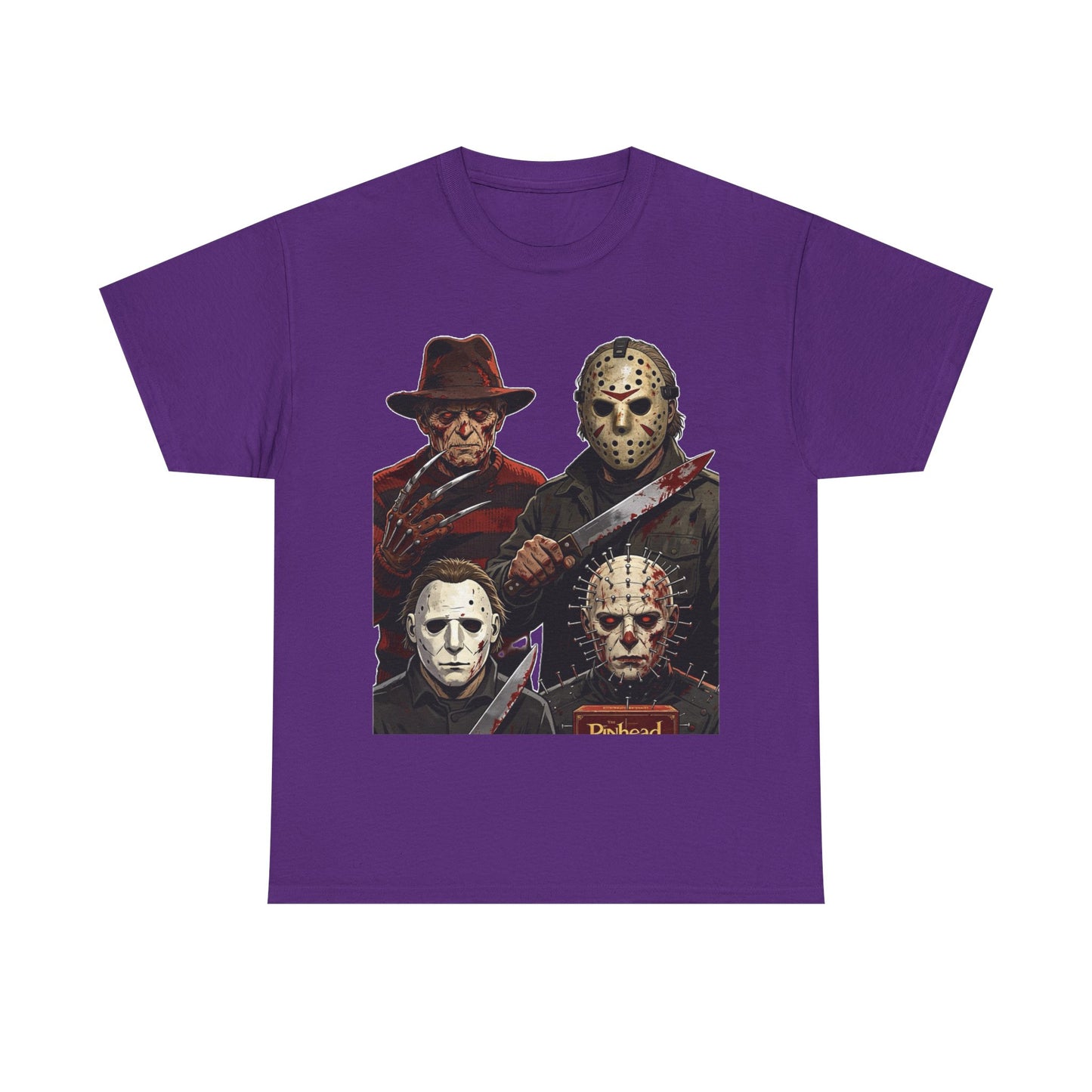 Horror Icons T-Shirt — Freddy, Jason, Michael & Pinhead Slasher Collage