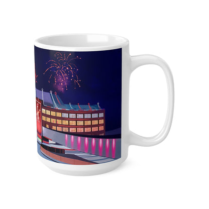 Kelloggs Trafford Park Mug — Festive Holiday Town Nightscape Ceramic Coffee Cup (11oz/15oz)