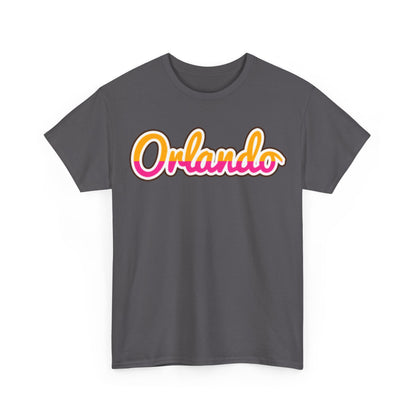 Orlando Retro Script Tee — Vintage Sunset City Souvenir Shirt