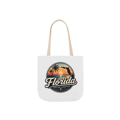 Florida Sunset Canvas Tote Bag — Retro Palm Beach Design