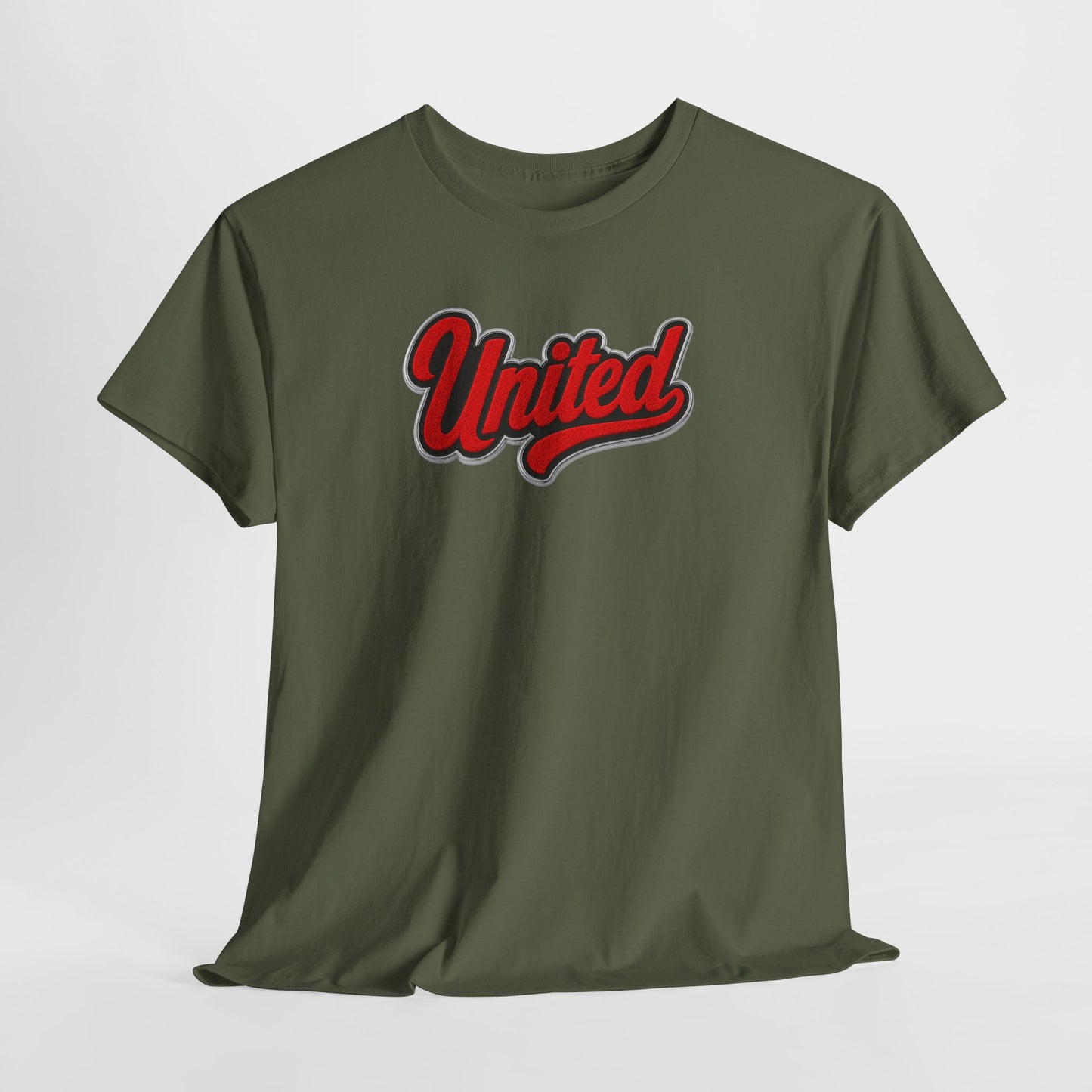 United Retro Script Tee — Vintage Red Logo T‑Shirt