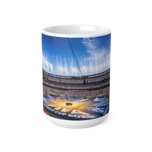 World Cup Final 2026 Stadium Celebration Ceramic Coffee Mug — Panoramic Crowd & Fireworks 11oz/15oz