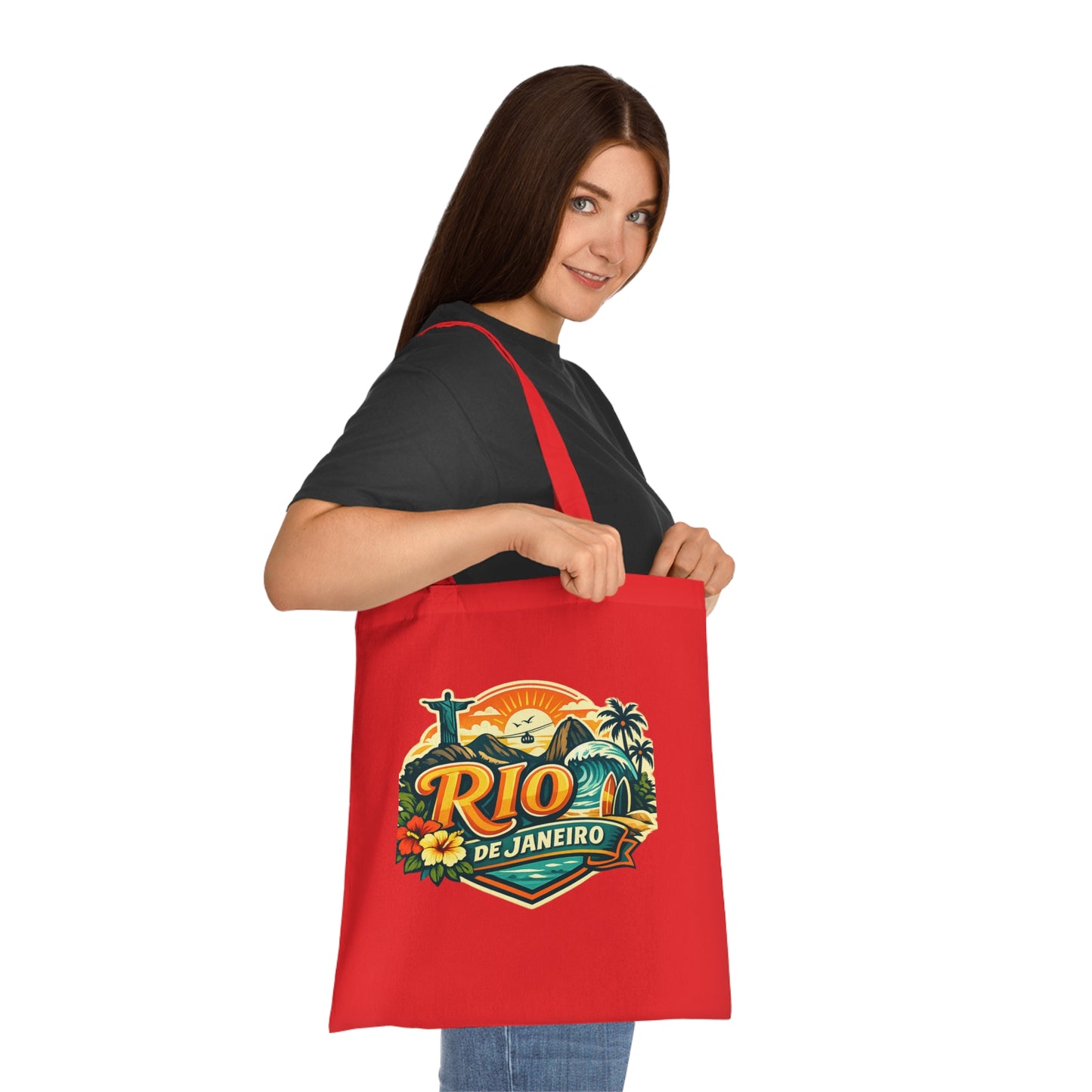 Rio de Janeiro / West Palm Beach Beach Tote — Retro Tropical Cotton Tote Bag