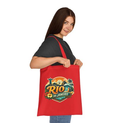 Rio de Janeiro / West Palm Beach Beach Tote — Retro Tropical Cotton Tote Bag