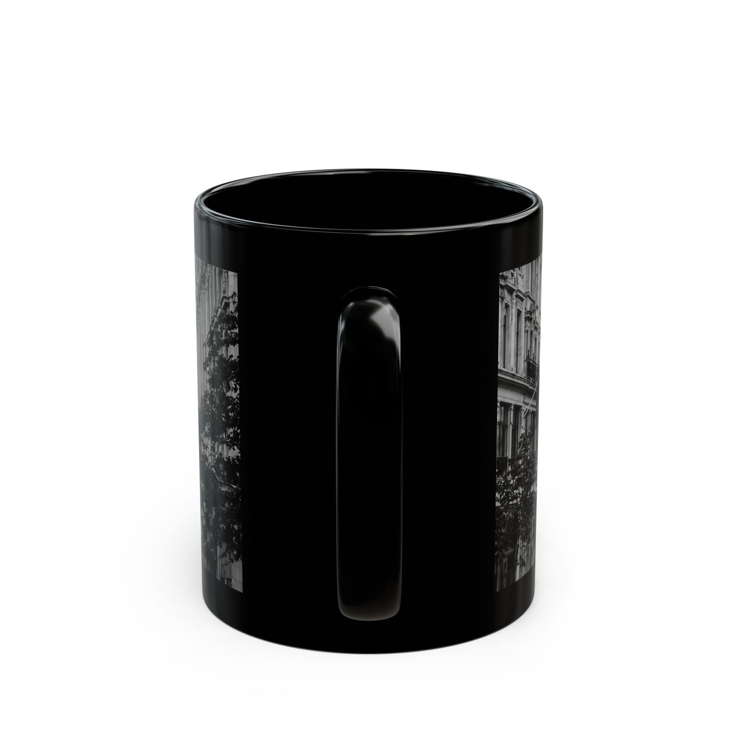 London Street Union Jack Street Scene Black Mug (11oz, 15oz) — London Flags Coffee Cup