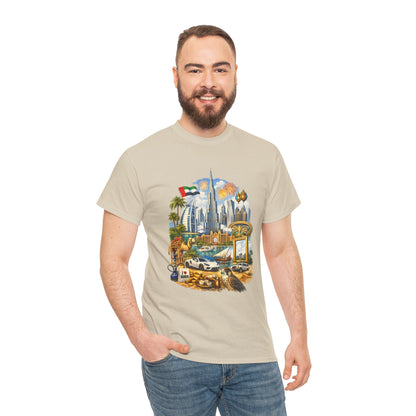 Dubai Skyline Beach Vacation T-Shirt – Retro Travel Collage Tee