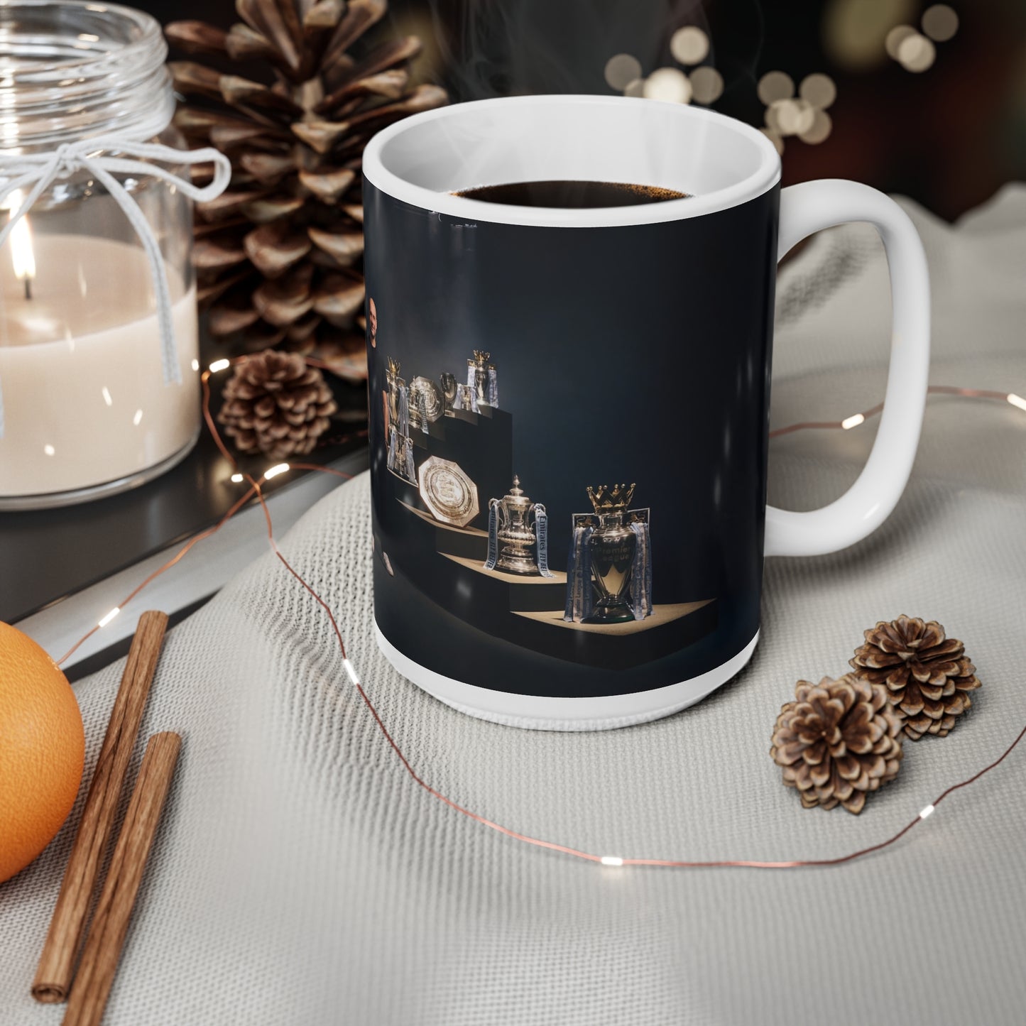 Pep Guardiola Manchester City Ceramic Mug — Champion Trophies Photo Coffee Cup (11oz & 15oz)