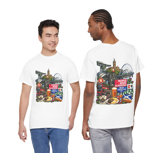 Glasgow Collage T-Shirt — "People Make Glasgow" Scottish City Souvenir Tee