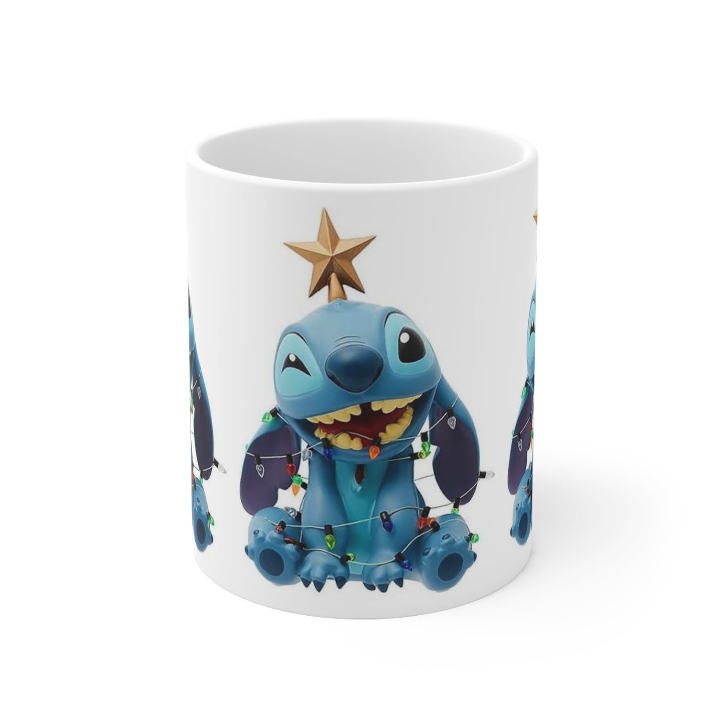 Stitch Holiday Mug — Cute Stitch with Tree Topper Christmas Coffee Cup (11oz & 15oz)