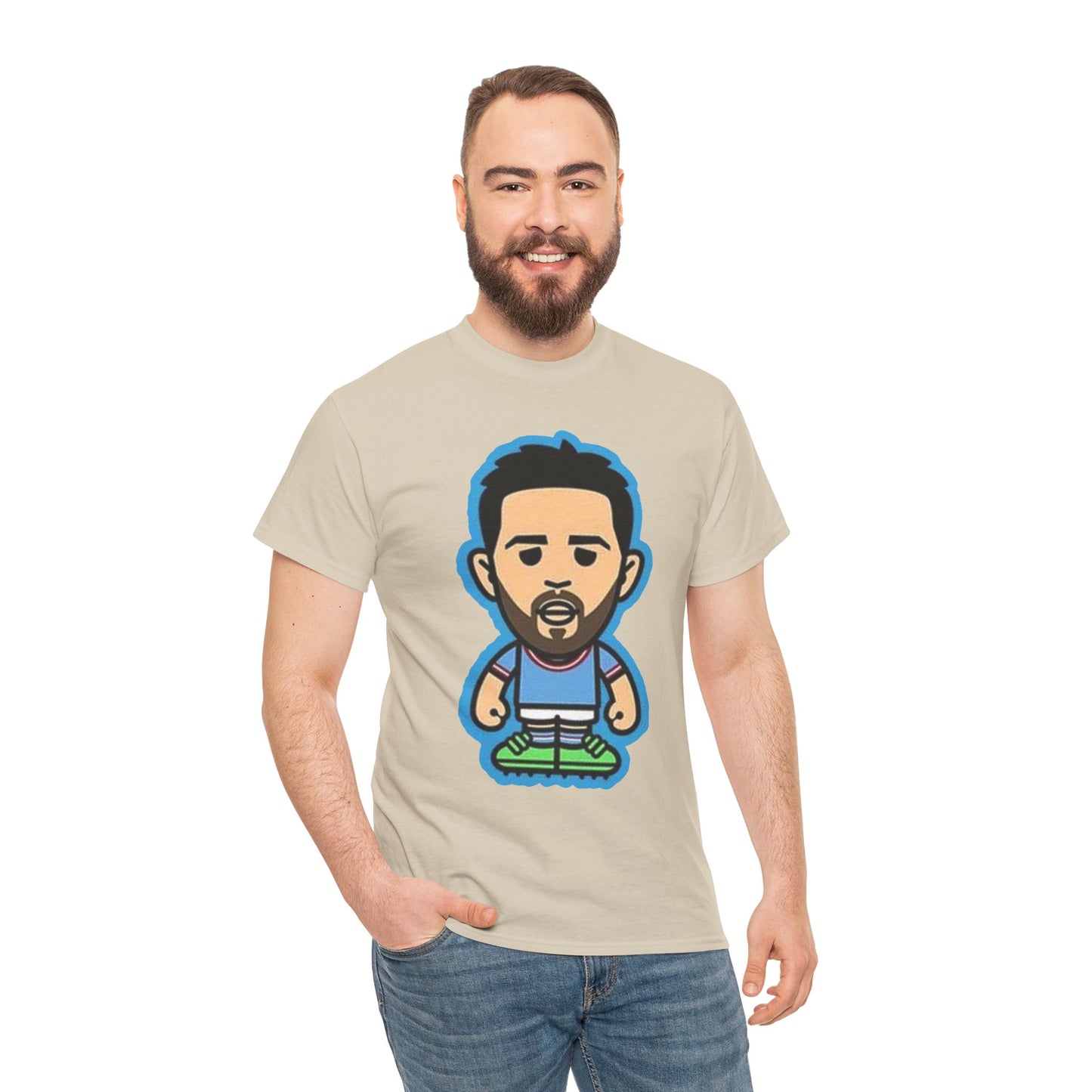 Bernardo Silva Manchester City Legend Graphic Tee — Player Cartoon Front & Tribute Poster Back