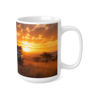 Safari Sunset Lioness Ceramic Mug — Wildlife Photography Coffee Cup (11oz, 15oz)