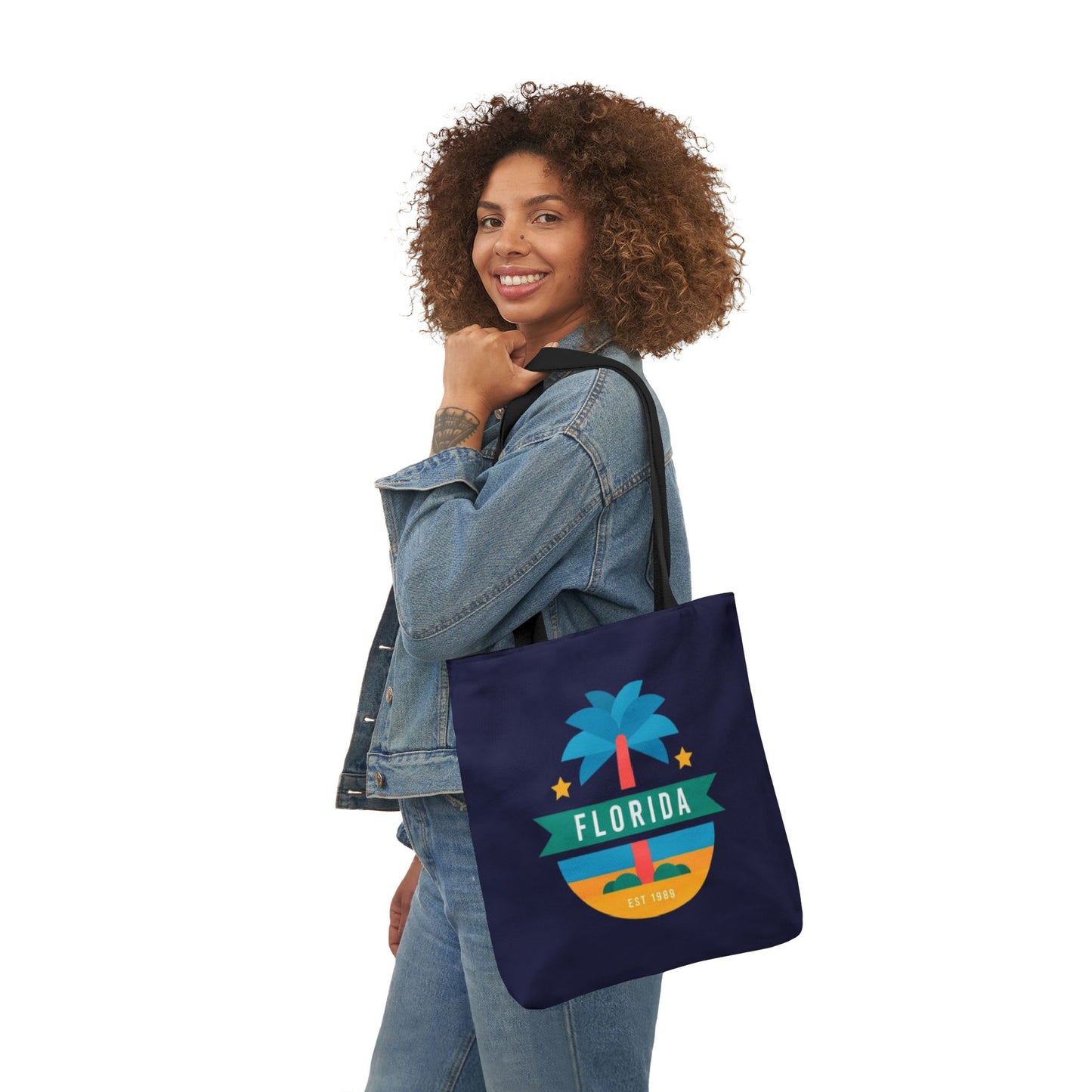 Florida Palm Beach Canvas Tote Bag — Retro Sunshine Travel Tote
