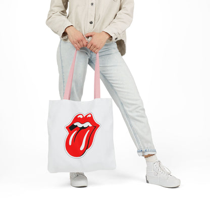 Rock & Roll Tongue Canvas Tote Bag — Retro Lip Graphic