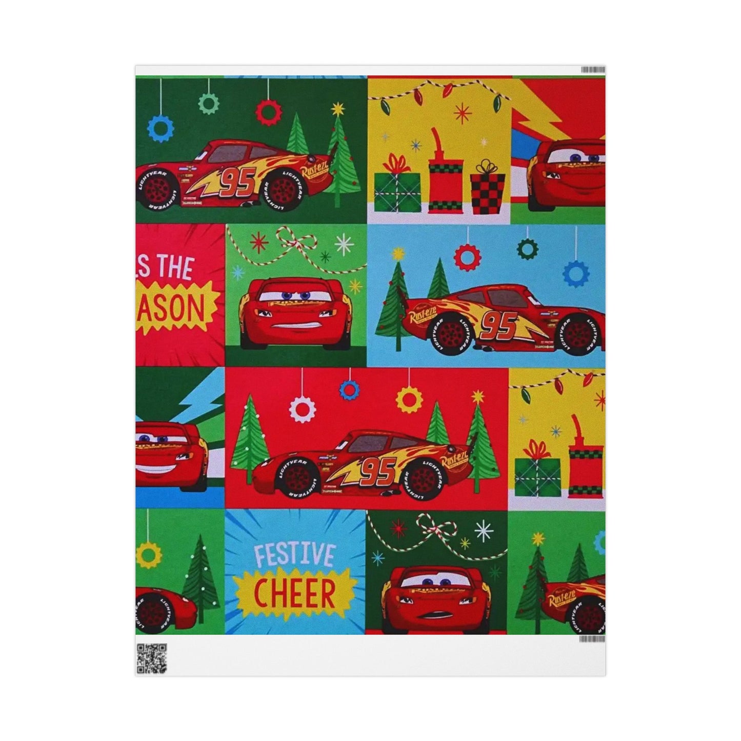 Cars Lightning McQueen Holiday Wrapping Paper – Festive Cheer Gift Wrap