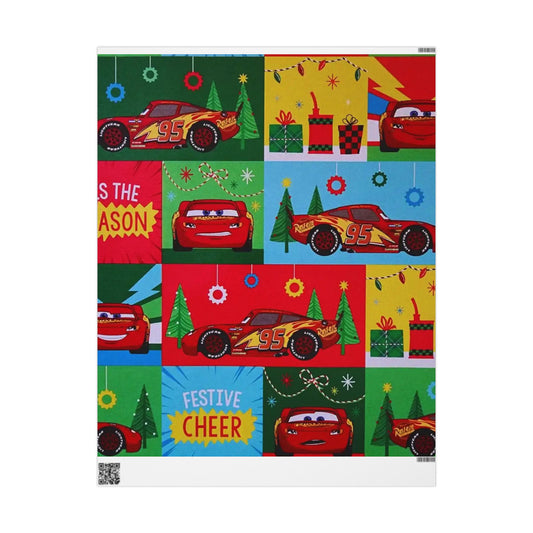 Cars Lightning McQueen Holiday Wrapping Paper – Festive Cheer Gift Wrap