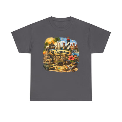 St. Augustine Florida Vintage Travel Tee — Retro Beach & Lighthouse Souvenir T-Shirt