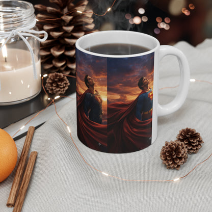 Superman Ceramic Mug - Epic Sunset Hero Portrait Coffee Cup (11oz & 15oz)