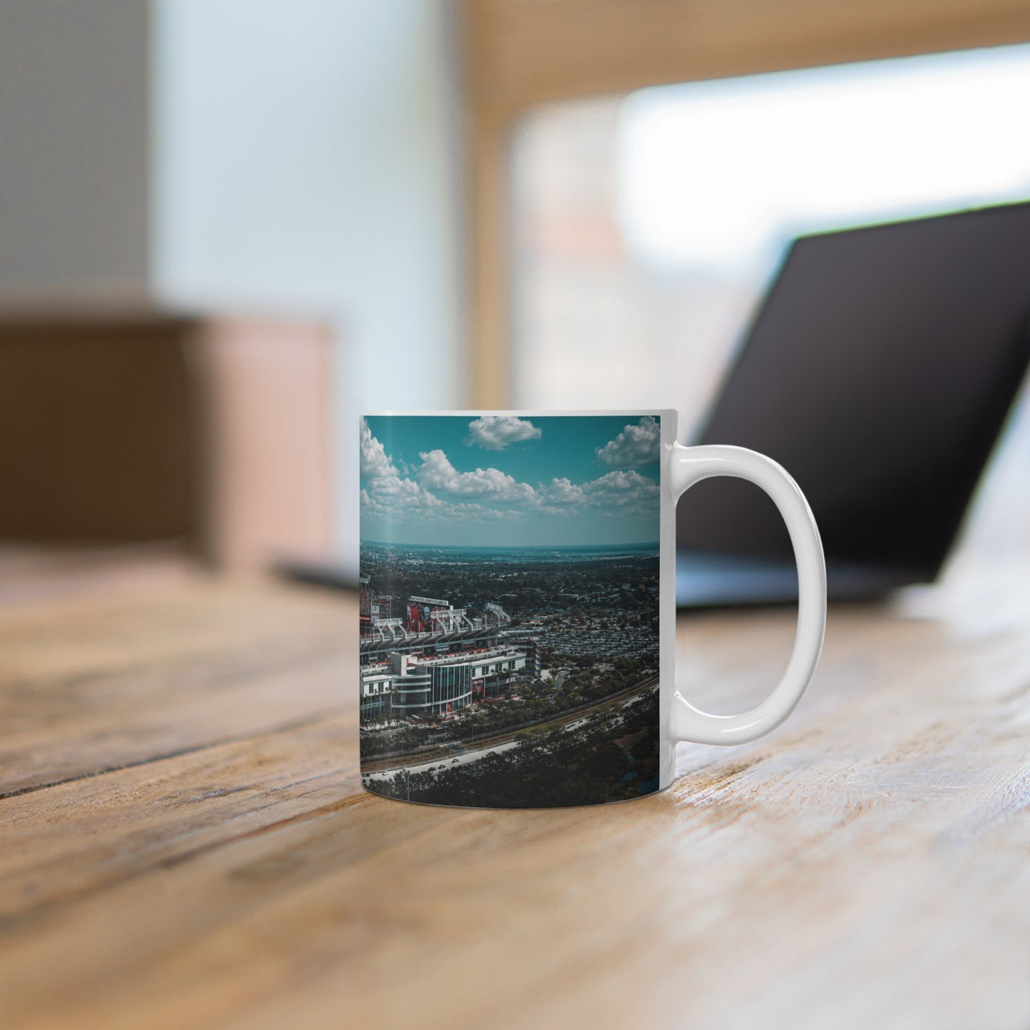 Tampa Bay Raymond James Stadium Aerial Photo Mug – Skyline Coffee Cup (11oz & 15oz)